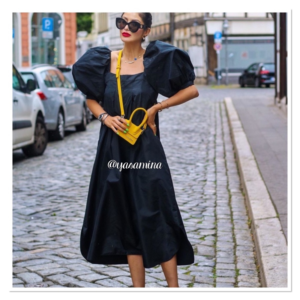 Zara voluminous taffeta dress bloggers favorite